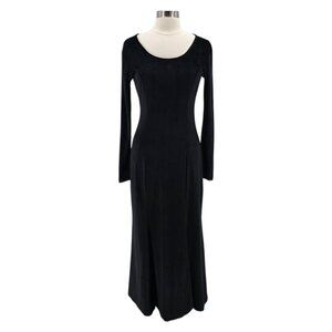 Vintage Wear In Good Health Chicago Womens Large Dress Velvet Black Maxi Goth